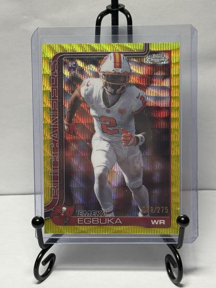 EMEKA EGBUKA Rookie 2025 Topps Chrome Yellow Wave Refractor /275 Buccaneers #312