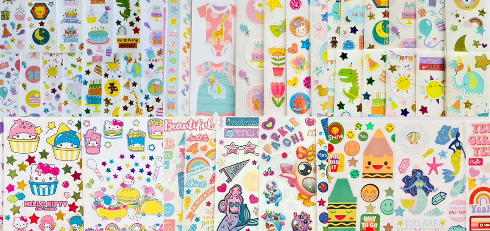 35 STICKER SHEETS LOT, Bulk stickers PK, Mxd Themes BABY BIRTHDAY SAFARI JUNGLE