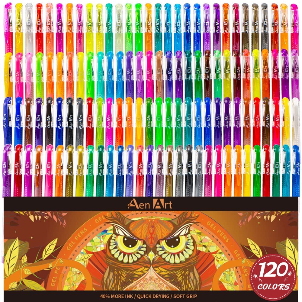 Gel Pens for Adult Coloring Books Aen Art 120 Gel Pen Set with 40% More Ink Ar