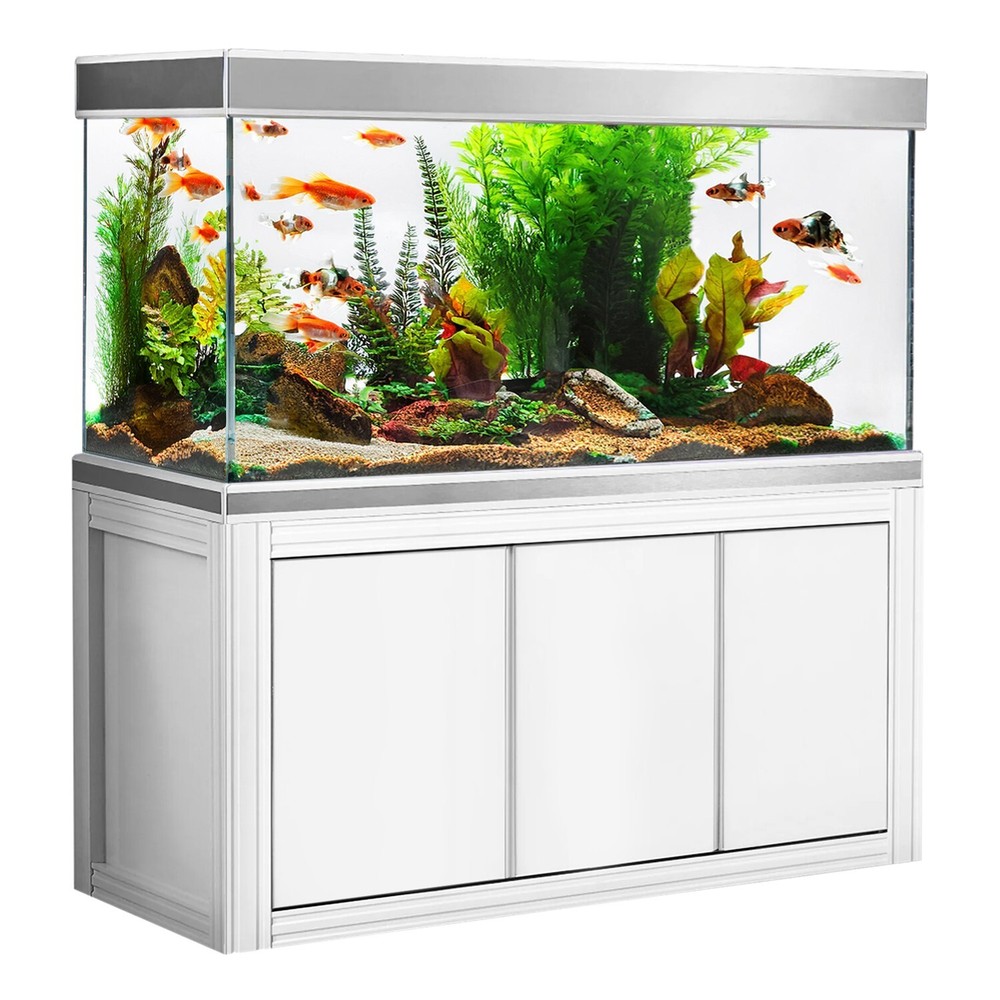 145-Gallon Tempered Glass Aquarium in White & Silver
