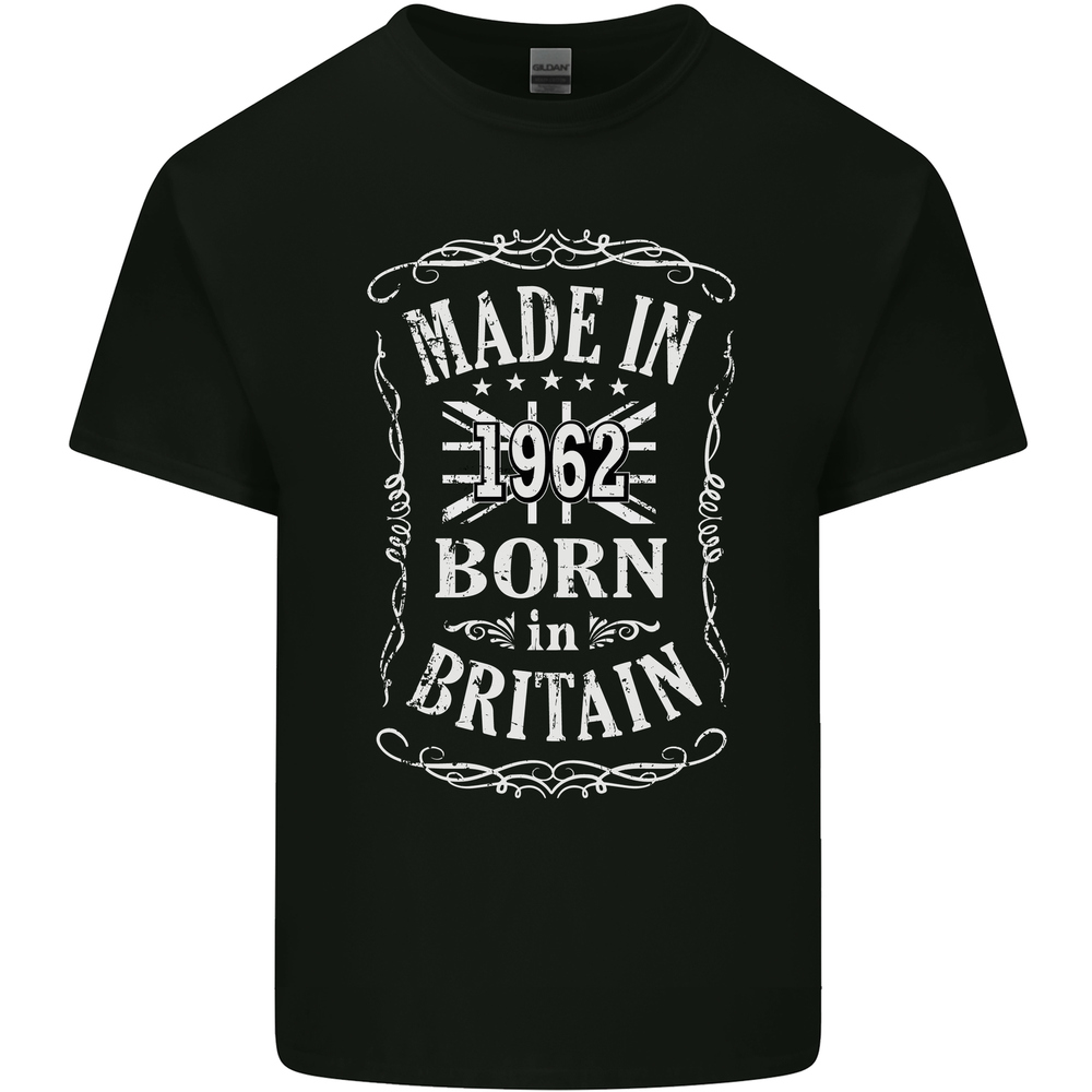 Born In Britain 61st Birthday Made 1962 Mens Cotton T-Shirt Tee Top