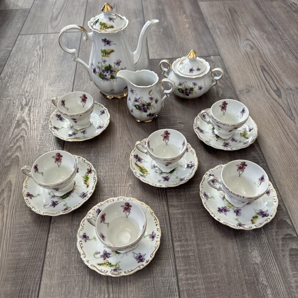 Nikoniko China Japan Floral Ware Hand Painted 15 Piece Tea/Coffee Set