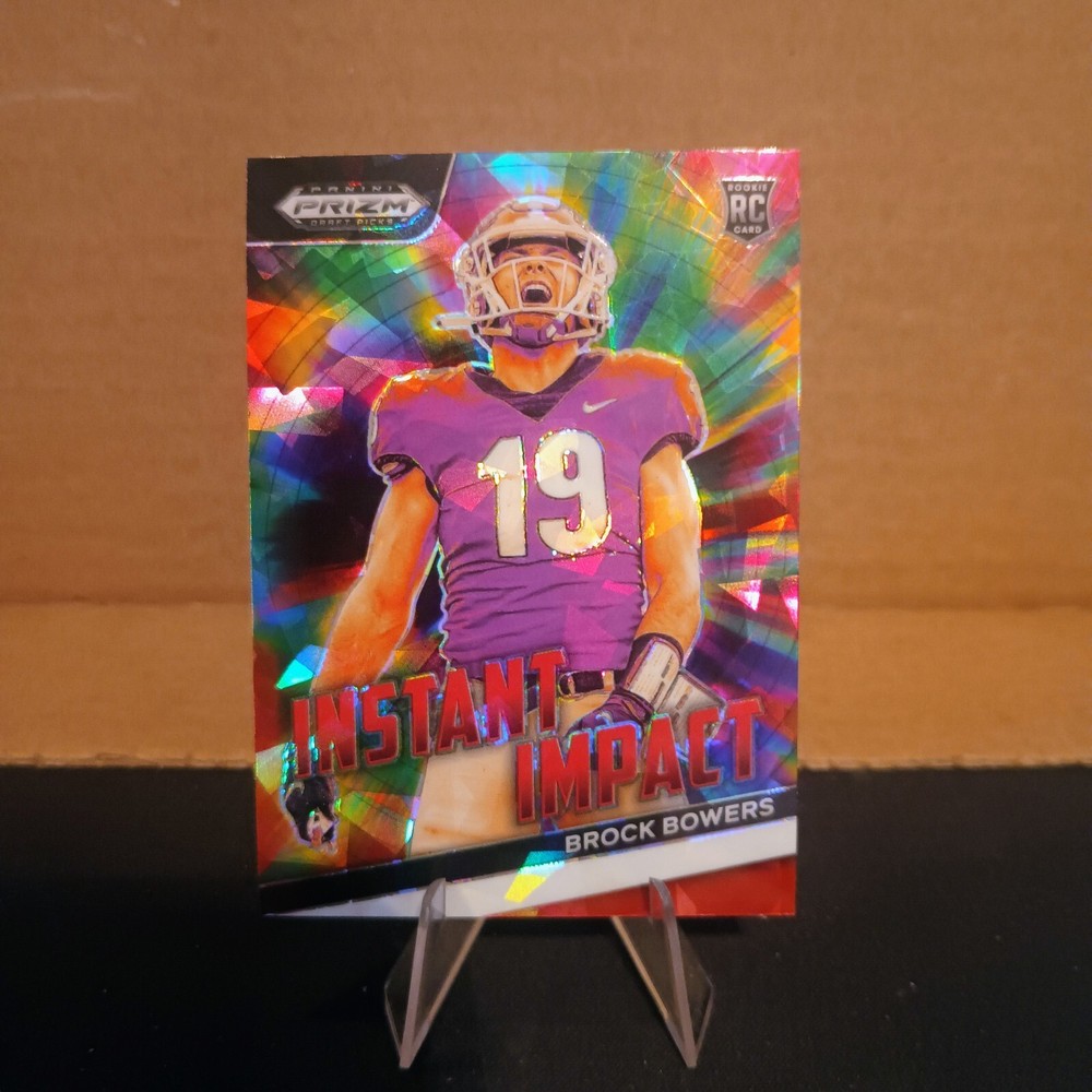 2024 Prizm Draft Picks Brock Bowers Instant Impact Red Ice Parallel Rookie Card