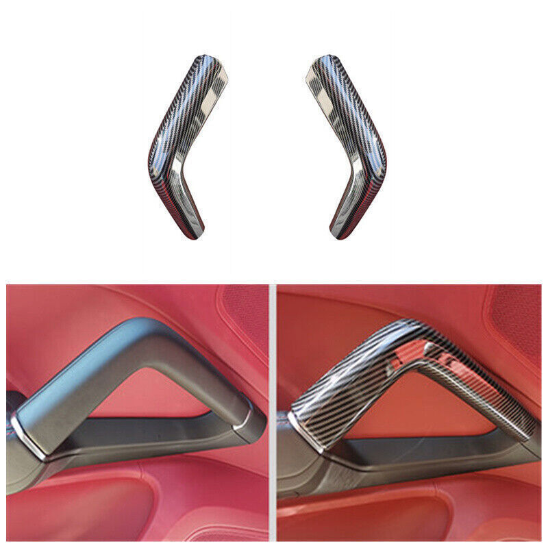 2x ABS Carbon Fiber Car Interior Door Handle Cover For Porsche Cayenne 2011-2017