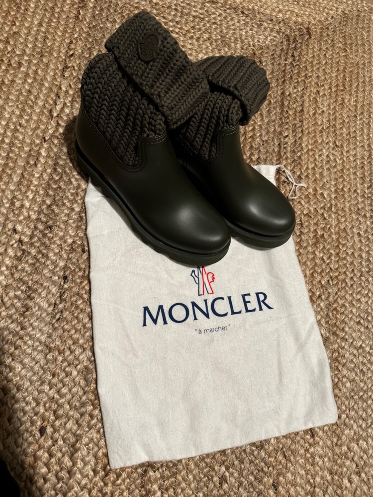 Moncler Knit-Cuff Women's Boots - Size 7.5