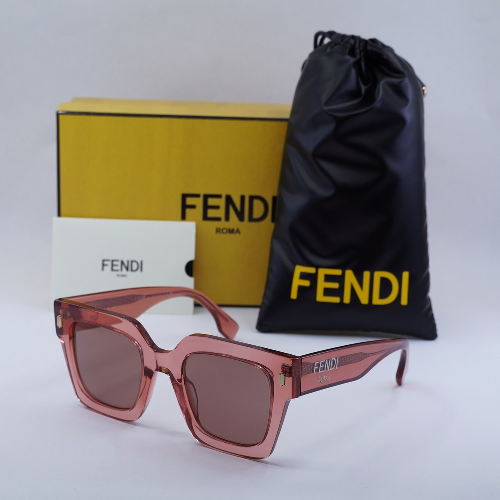 FENDI FE40101I 72S Transparent Coral/Bordeaux 50-23-145 Sunglasses New Authentic