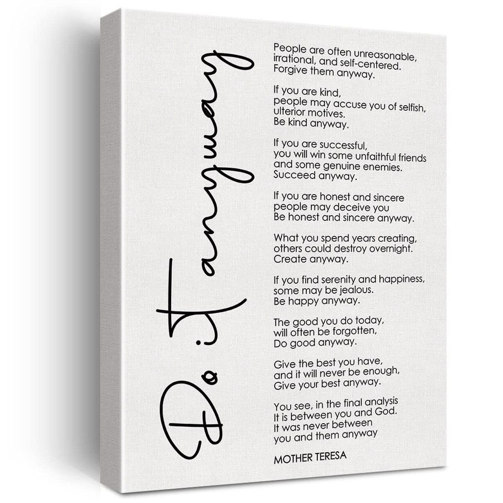 Inspirational Quote Do It Anyway Canvas Wall Art Office Home Decor Motivation...