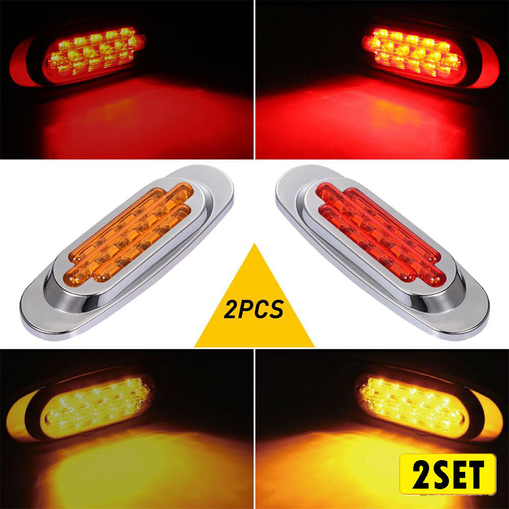 2SET 16-LED Side Marker Lights RV Truck Trailer Clearance Light Lamp Waterproof