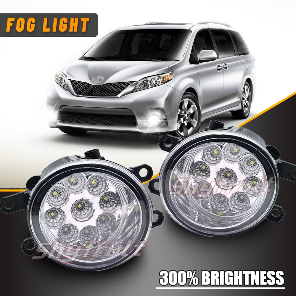 Fit 2011-2017 Toyota Sienna Clear Lens Pair Bumper Fog Light Lamp Replacement-