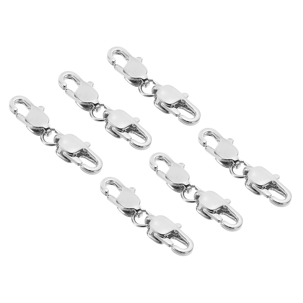 Double Lobster Clasp, 6 Pack Necklace Clasps Extender, Silver