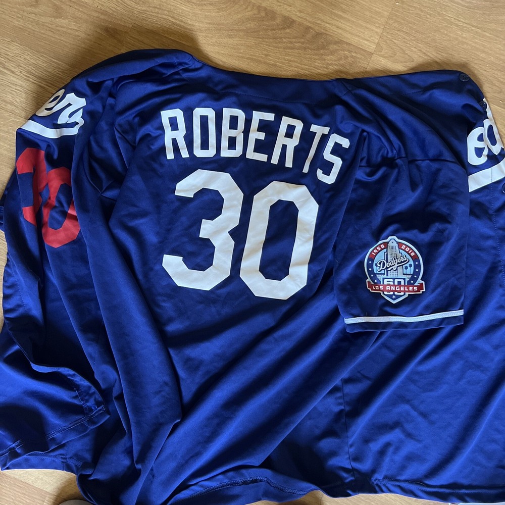 Los Angeles Dodgers Dave Roberts # 30 Jersey Mens Blue Short Sleeve SGA ⚾️🧢