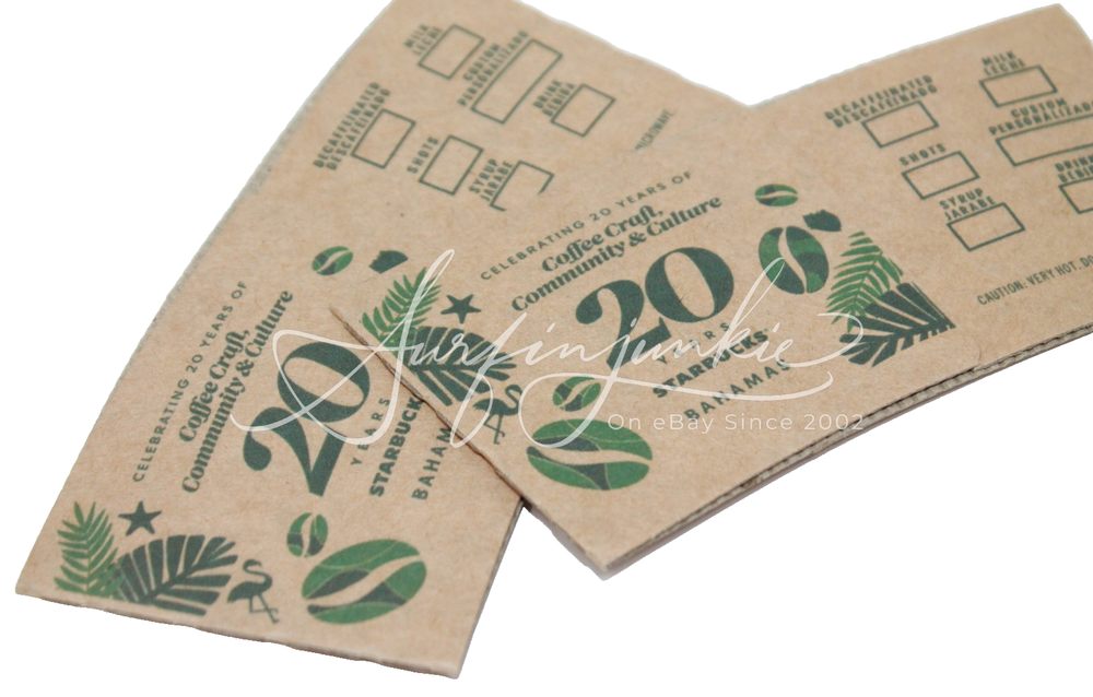 Starbucks Coffee Hot Cup Drink Sleeves Bahamas 20 Years Anniversary 2pc Atlantis