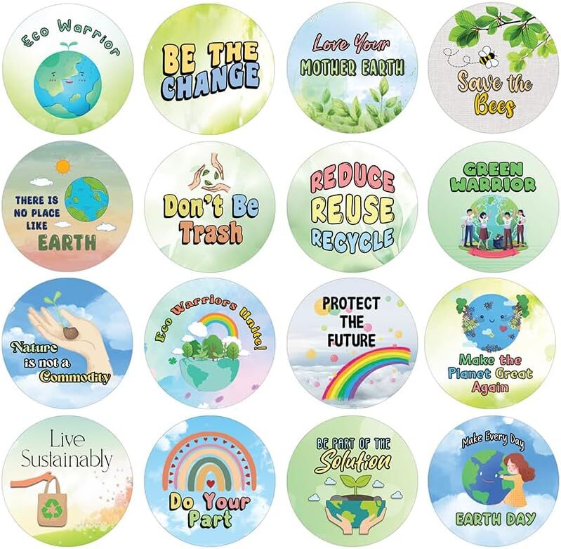 Eco Warrior Stickers Pack: 20 Sets with 16 Unique Earth-Friendly Designs