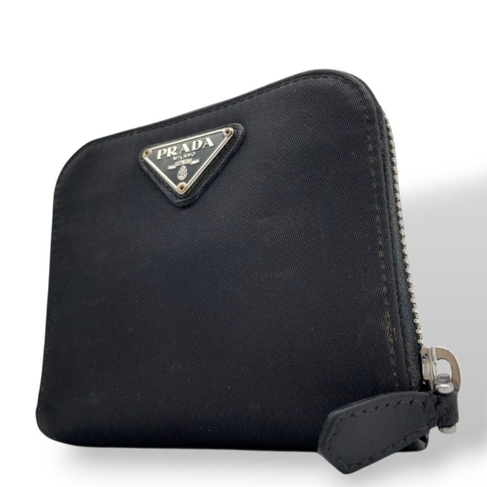Prada Black Nylon Bi-fold Wallet with Triangle Logo Plate PRADA Tessuto W4