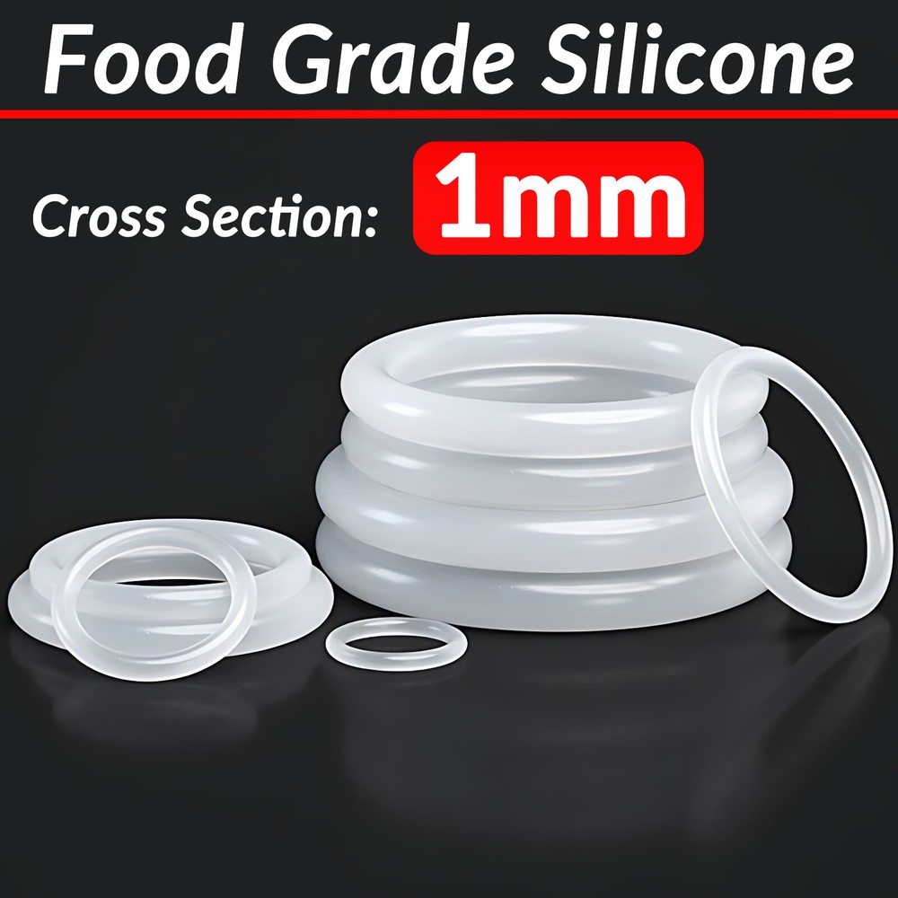 1mm Cross Section O Rings VMQ Silicone Rubber Food Grade 5mm - 50mm OD O-Rings