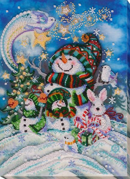 Bead embroidery kit New Year's Eve needlework kit Art canvas beadwork pattern