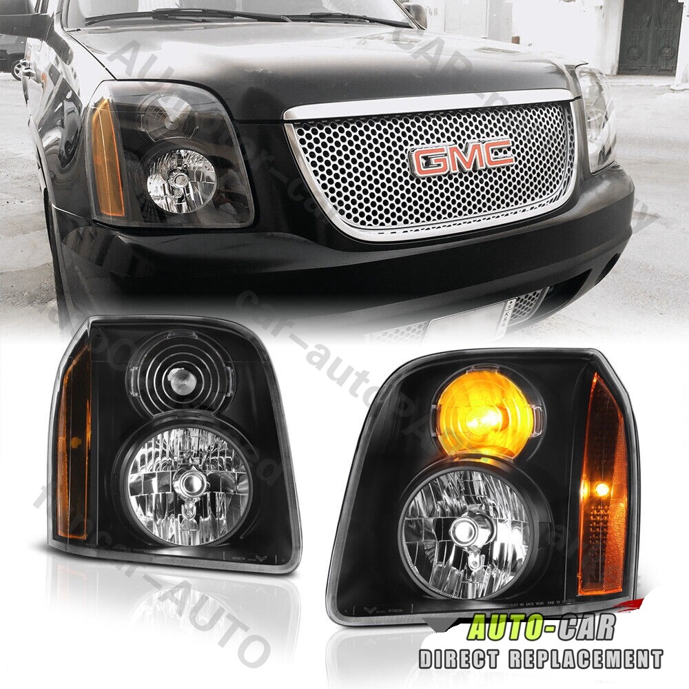 Black Housing Headlights For 2007-2014 GMC Yukon Denali XL1500 2500 TX/DE