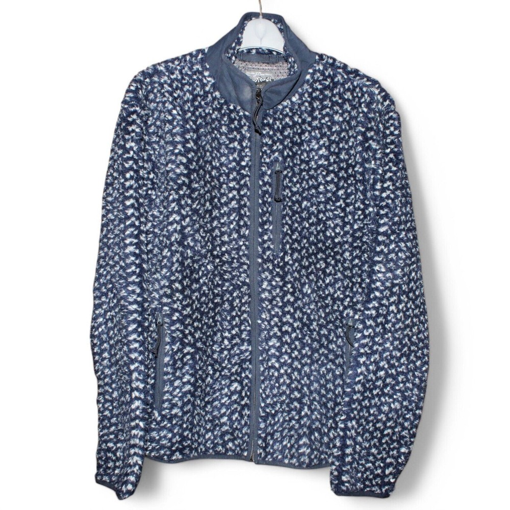 J Crew Nordic sherpa fleece full zip patterned jacket Mens Medium Chest Pocket