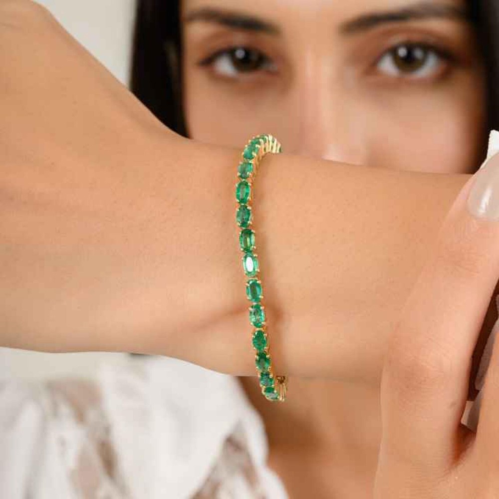 12CT Oval Cut Green Emerald Womens 7.5