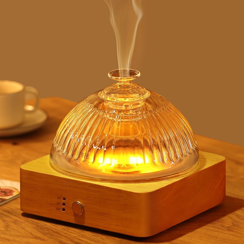 200ml Ultrasonic Essential Oil Diffuser with Glass Dome for Aromatherapy