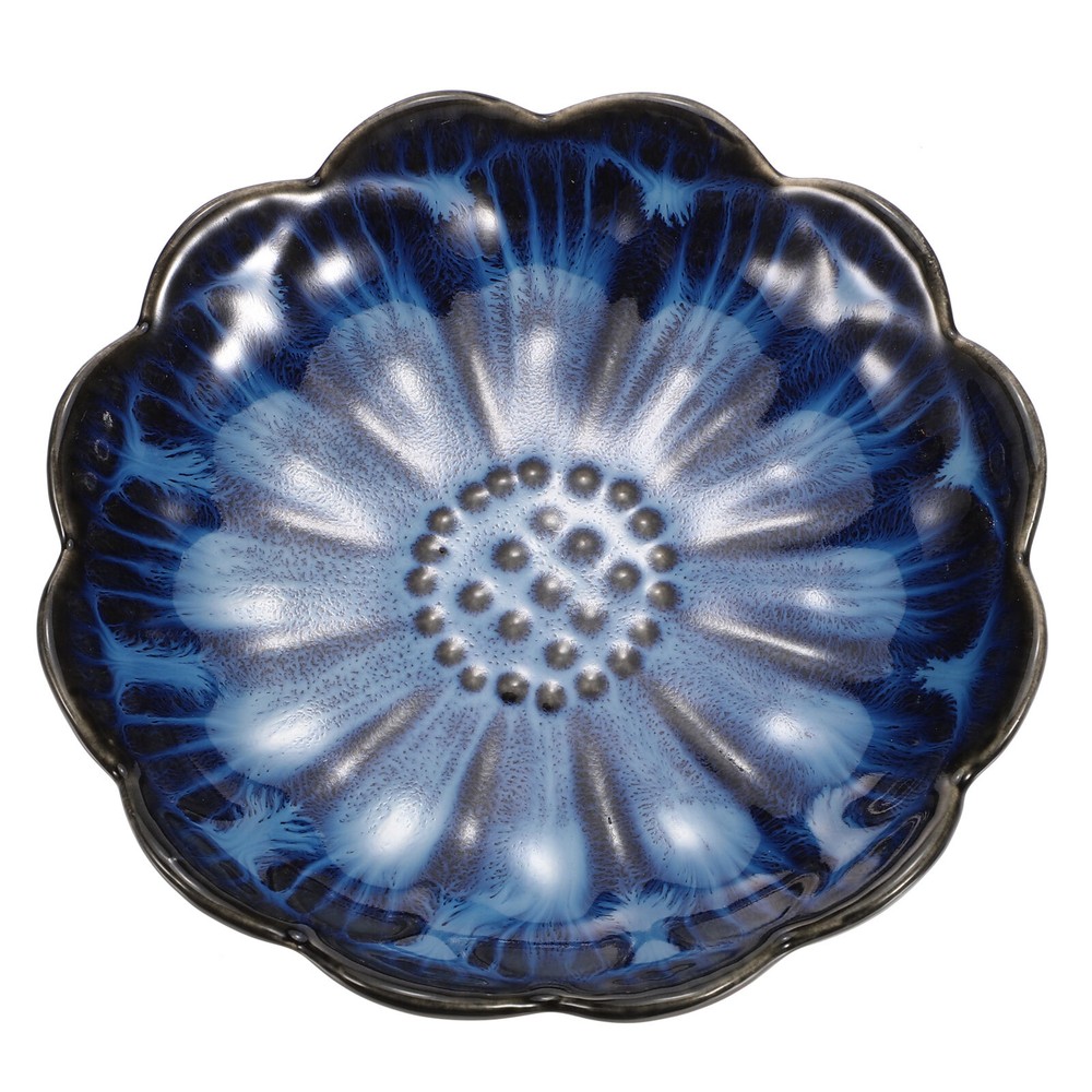 Lotus Leaf Ceramic Ring Holder Dish in Stone Blue