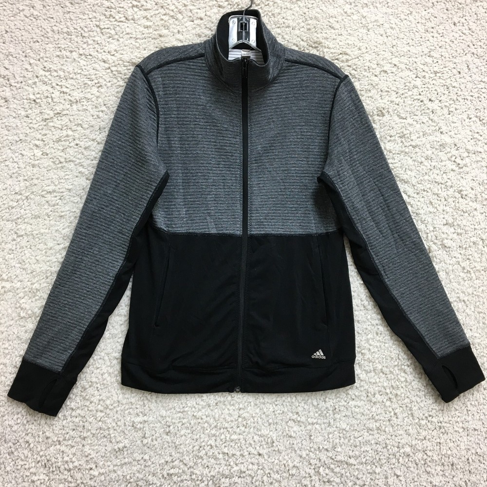 Adidas Sweater Medium Adult Gray Climalite Full Zip Ribbed Mock Neck Womens M