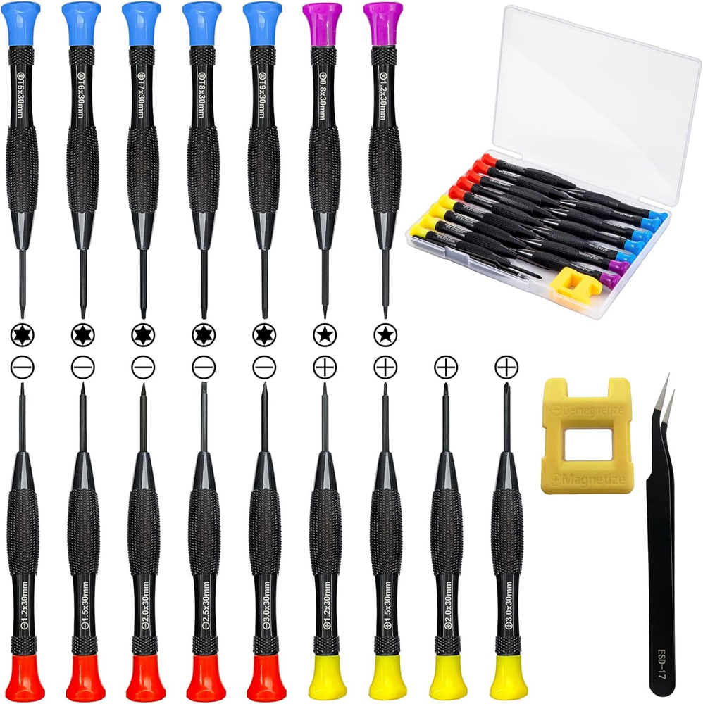 18PCS Mini Magnetic Precision Screwdriver Set with Case for Small Flathead Screws