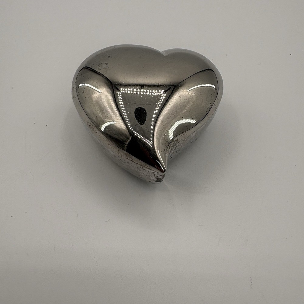 Vintage Silver Plate Heart Shaped Trinket Box Red Velvet Lined Jewelry Box
