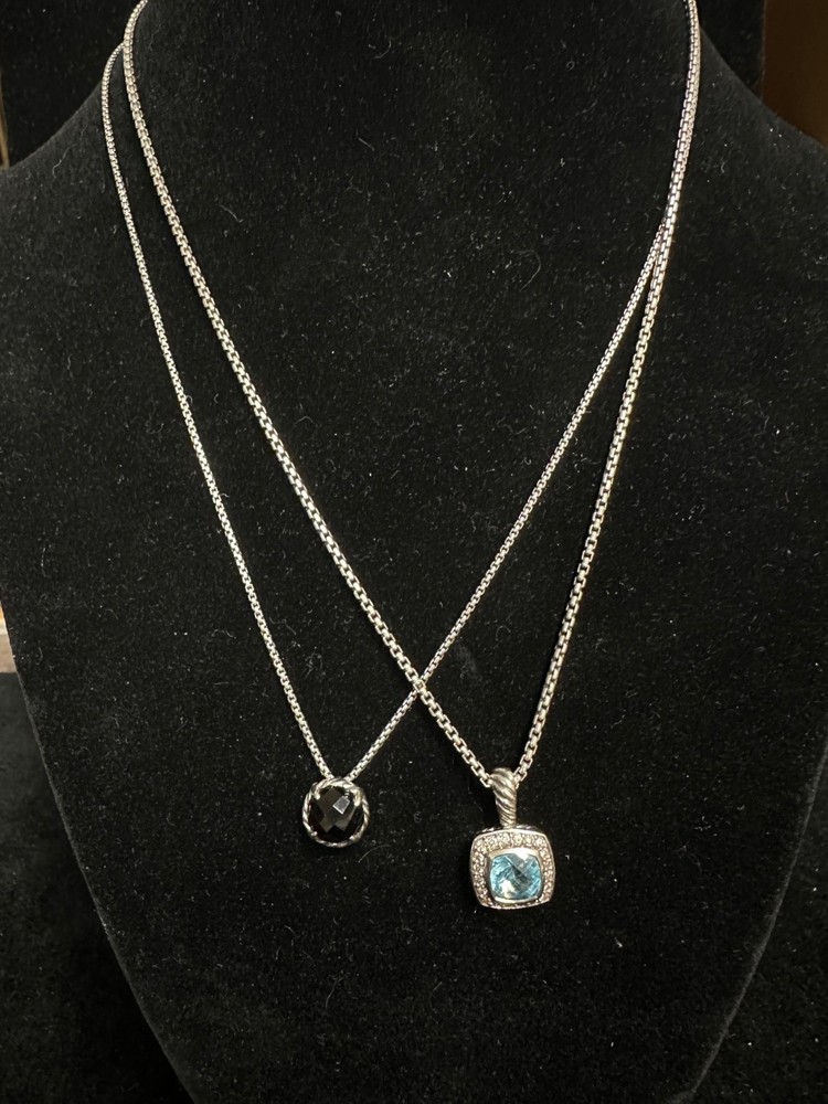 DAVID YURMAN SET OF 2 GEMSTONE BOX CHAIN NECKLACES
