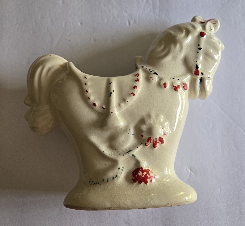 Vintage Nursery Ceramic Horse Lamp Base / Planter Pottery 1940s Era USA