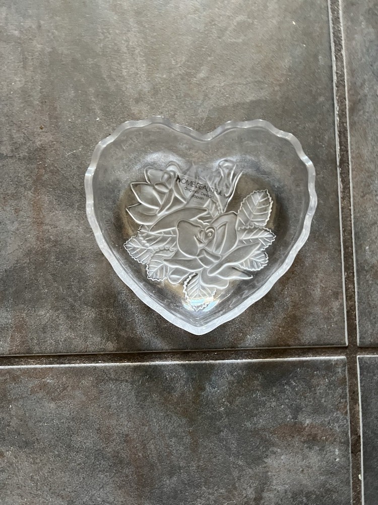 Vintage Japanese Crystal Heart Box for Jewelry Candy or Rose Display