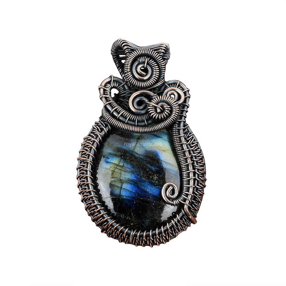 Mother's Day Gift Copper Labradorite Art Deco Graduation Pendant-image