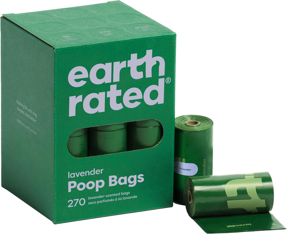 Earth Rated Dog Poop Bags - Leak-Proof Extra Strong Eco-Friendly- Lavender 270ct