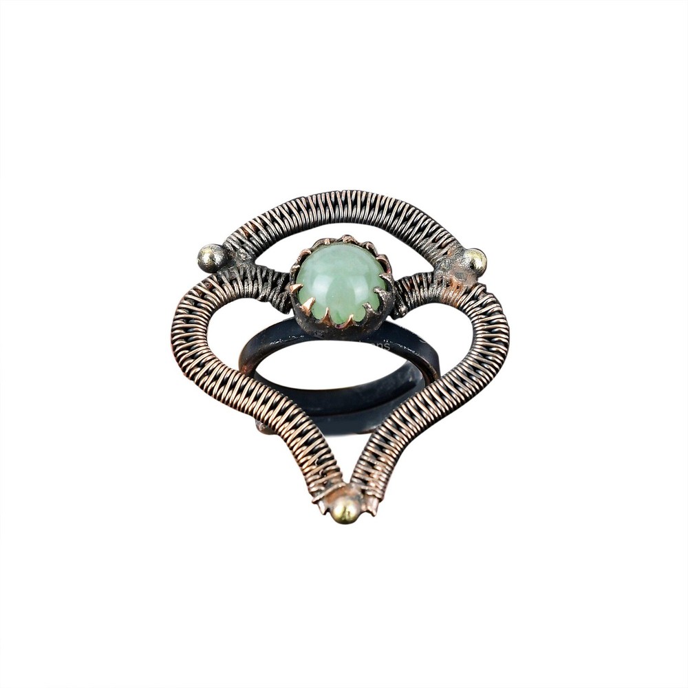 Copper Aquamarine Twisted Promise Ring Art Deco Style Mothers Day Sale-image