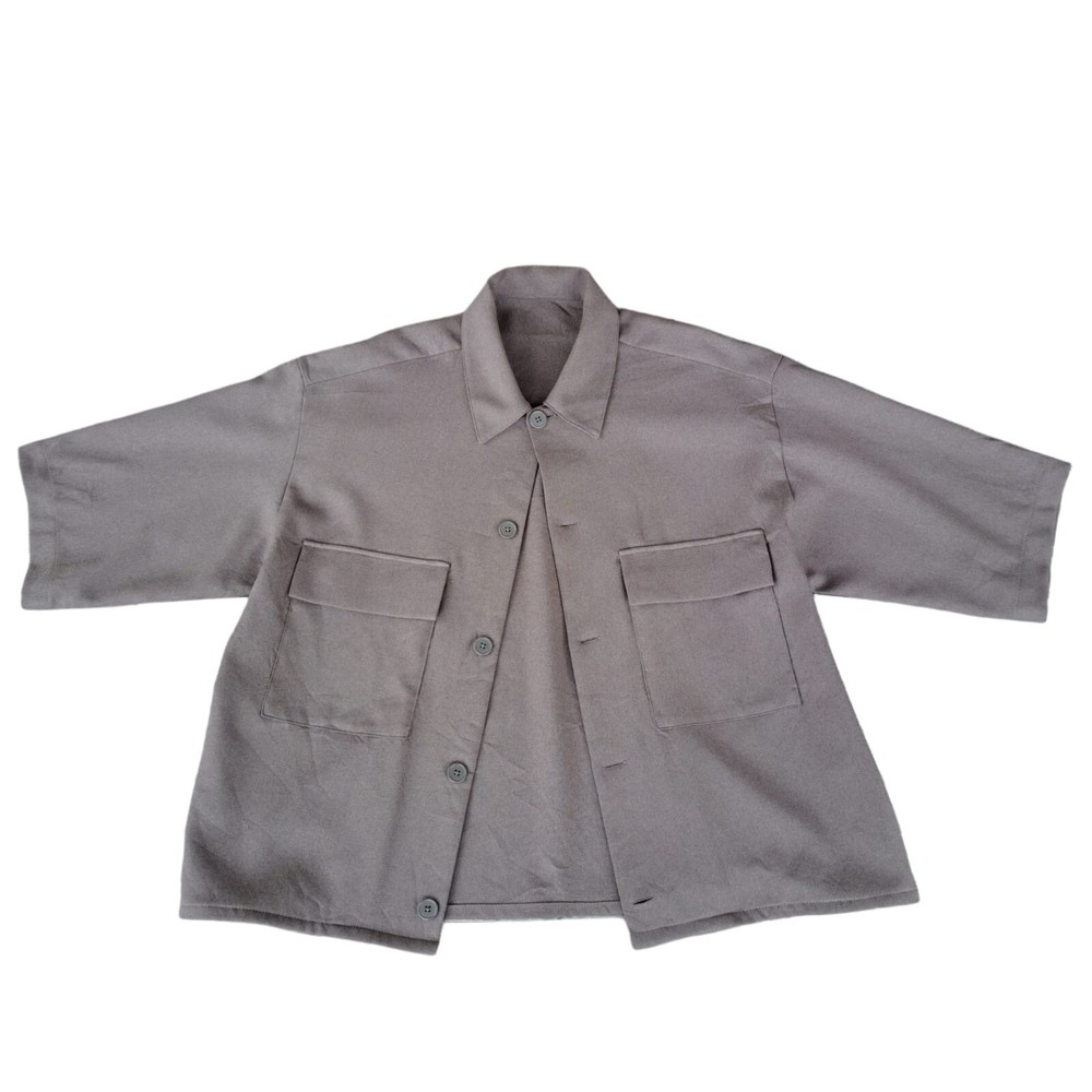 GU Brand Overshirt Gray Short Sleeve Button-Up Size XL