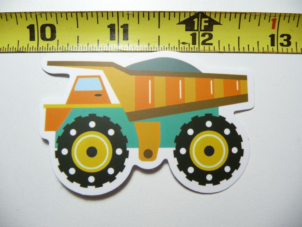 Dotted Tires Dump Truck Dirt Decal Sticker Fun Construction Vehicle