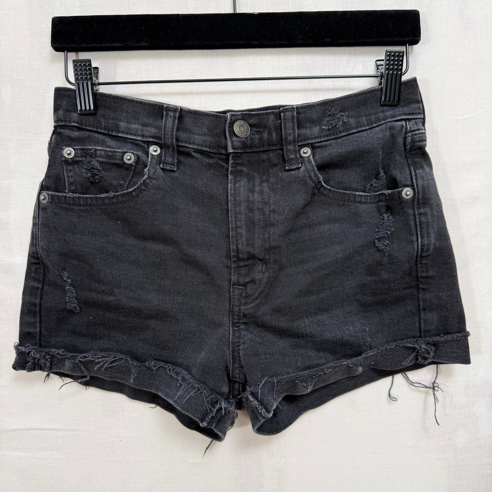 Gap Denim Shorts Womens 2P Washed Black High Rise 4 Inch Distressed Raw Hem 26