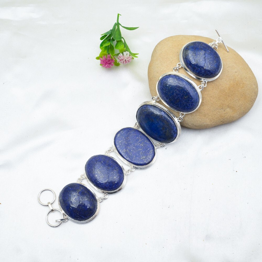 Lapis Lazuli Sterling Silver Bracelet Handmade 925 Silver Jewelry Gift