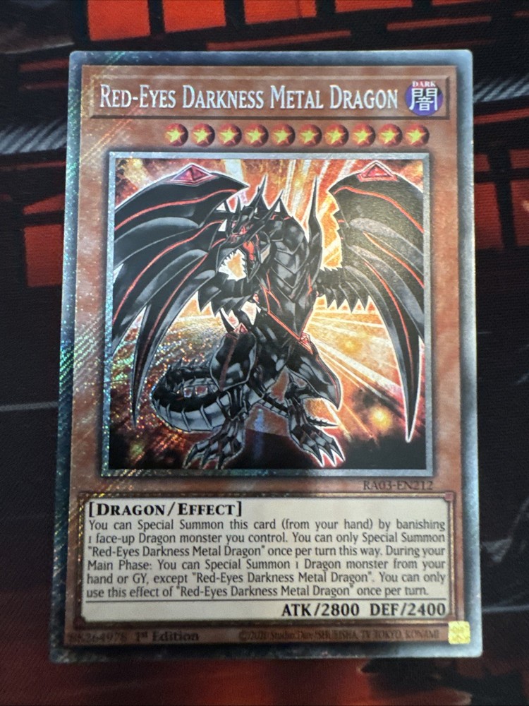 YUGIOH Red-Eyes Darkness Metal Dragon Platinum Secret Rare 1st Edition RA03-EN212