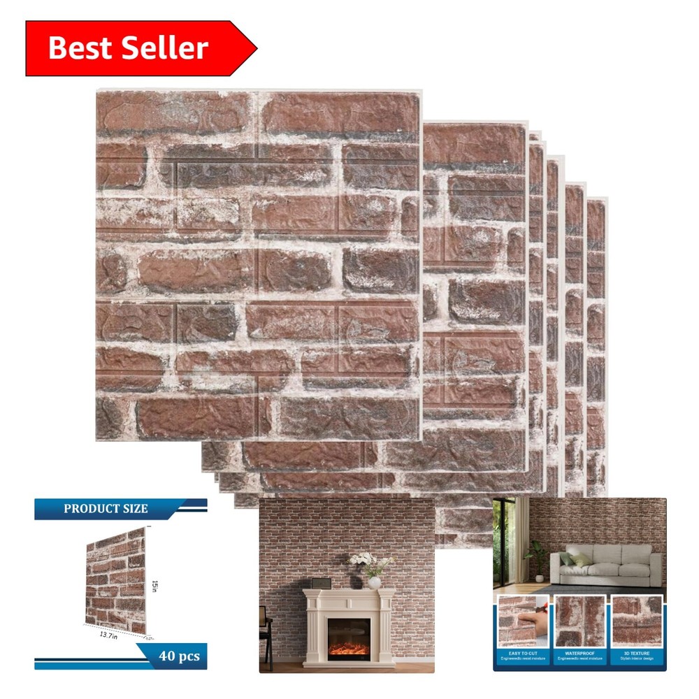 Durable 40PCS Foam 3D Brick Wall Panels – Stylish Peel and Stick Home Redesign