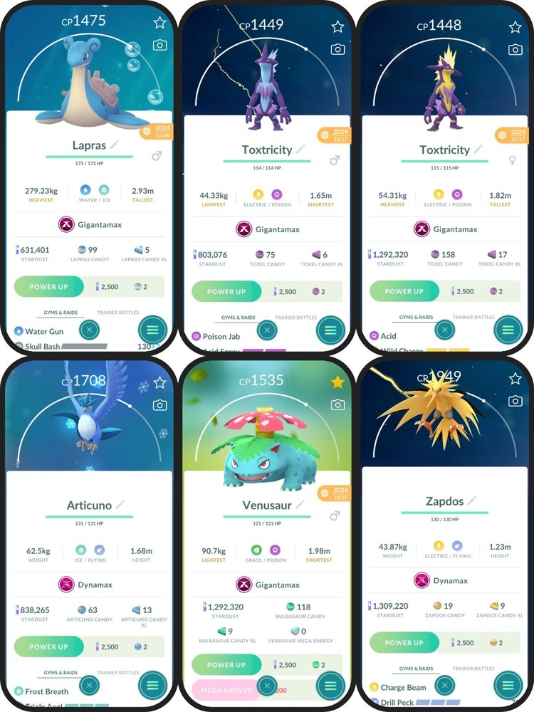 Pokémon Go ⚡Non Shiny Gigantamax⚡Dynamax   Registered  or Unregistered Tr@de ⚡