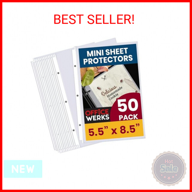 Officewerks Heavyweight Clear Mini Sheet Protectors Holds 5.5 x 8.5 Inch Sheets,