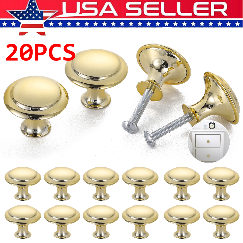 20PCS Door Knobs Hardware Cabinet Handles Cupboard Drawer Kitchen Pull Round
