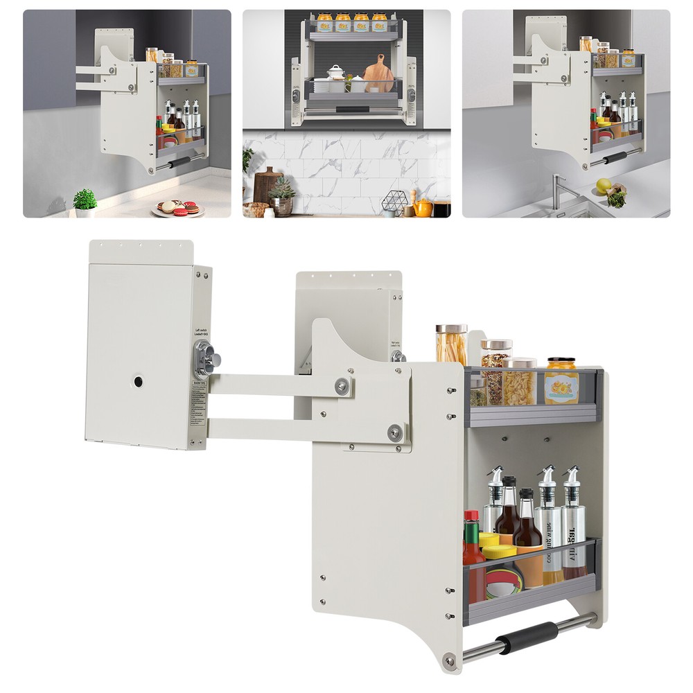 2-Tier Pull Down Kitchen Cabinet Organizer Shelf for Upper Cabinets  