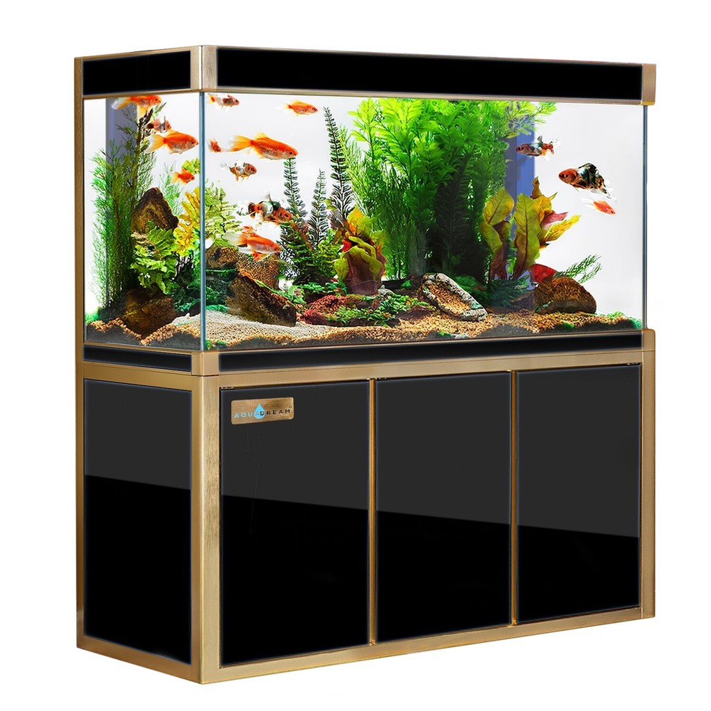 145 Gallon Black & Gold Tempered Glass Aquarium
