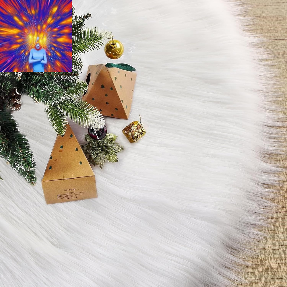 Christmas Tree Skirt 2024 Update 36 Inch Wool Fur White Tree Skirt Small Snowy W