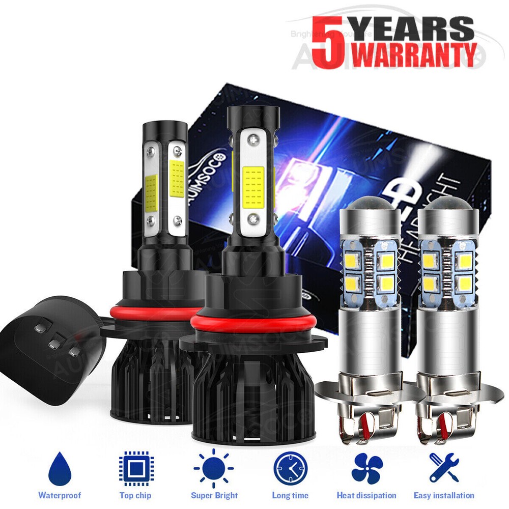 For Plymouth Voyager 1996-2000 - 4x LED Headlight High Low & Fog Light Bulbs Kit