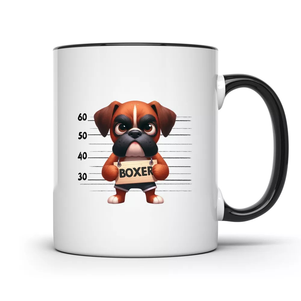 Boxer Mugshot Jail Puppies Mug – 11oz Ceramic Coffee Cup – CCBM1643