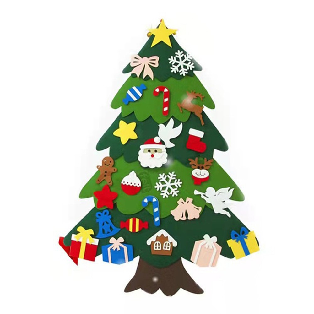 DIY Felt Christmas Tree Set Detachable Ornaments Kids Wall Decor Hanging Gift