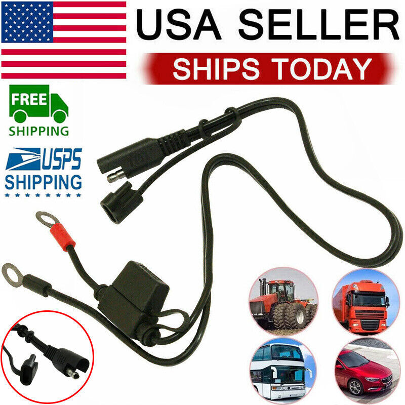 SAE 2Pin Ring Terminal Battery Cord Tender Cable Harness Wire Plug Quick Connect